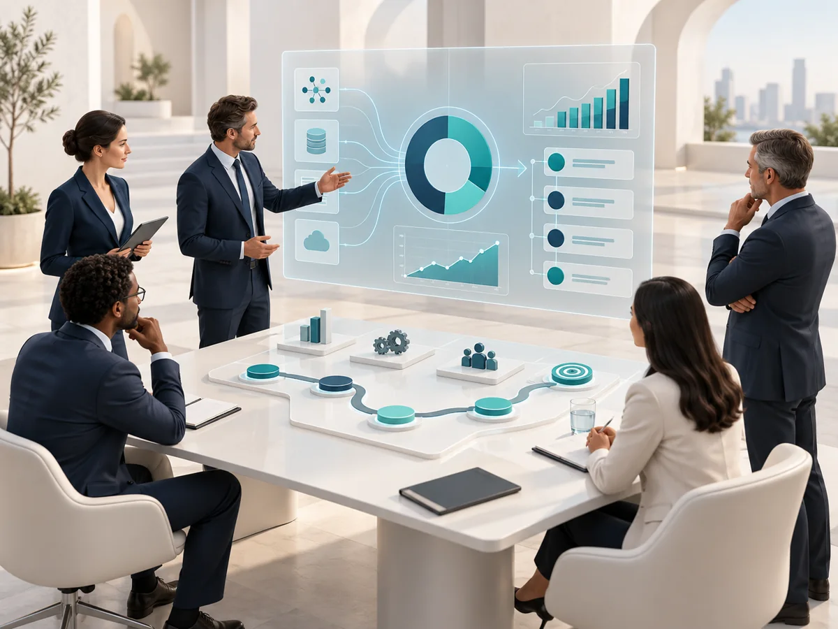 Advisory illustration for turning financial insight into executable decisions