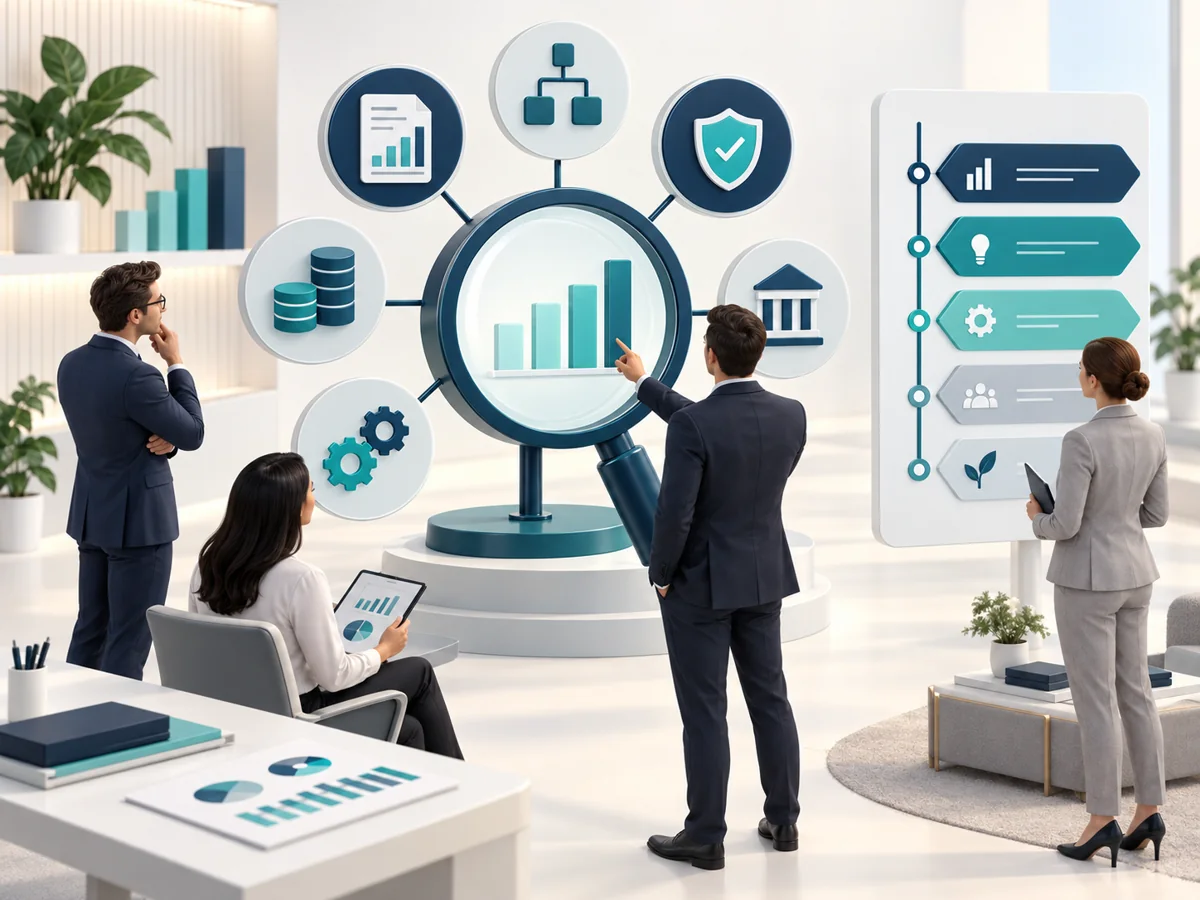 Diagnostic illustration for financial health, controls and reporting