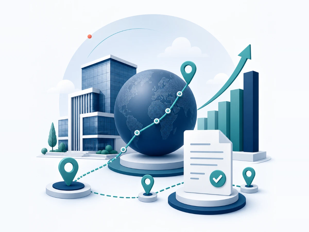 Market entry and business expansion service illustration