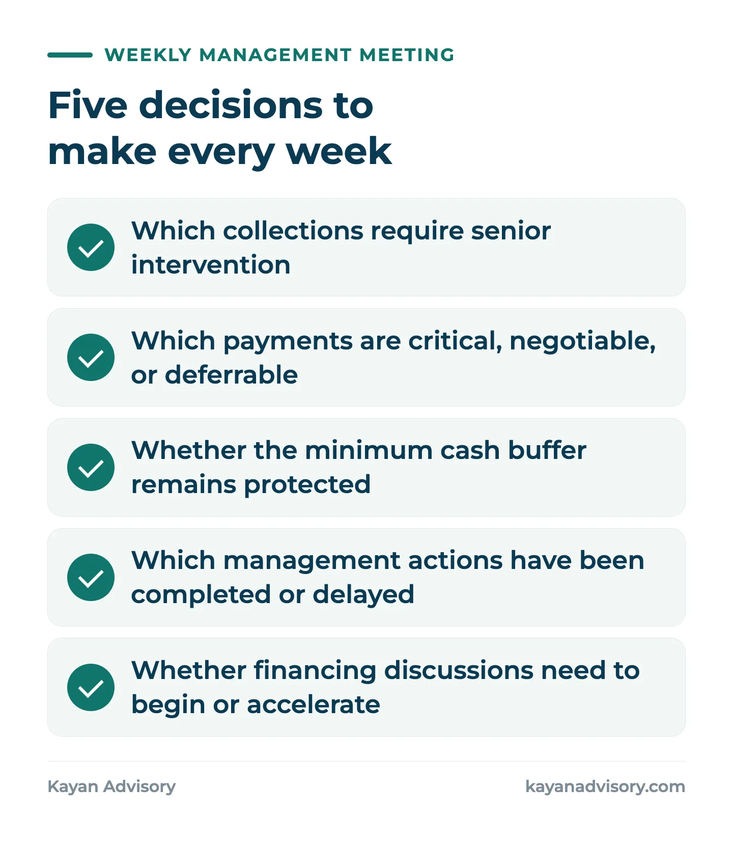 Five decisions to make every week