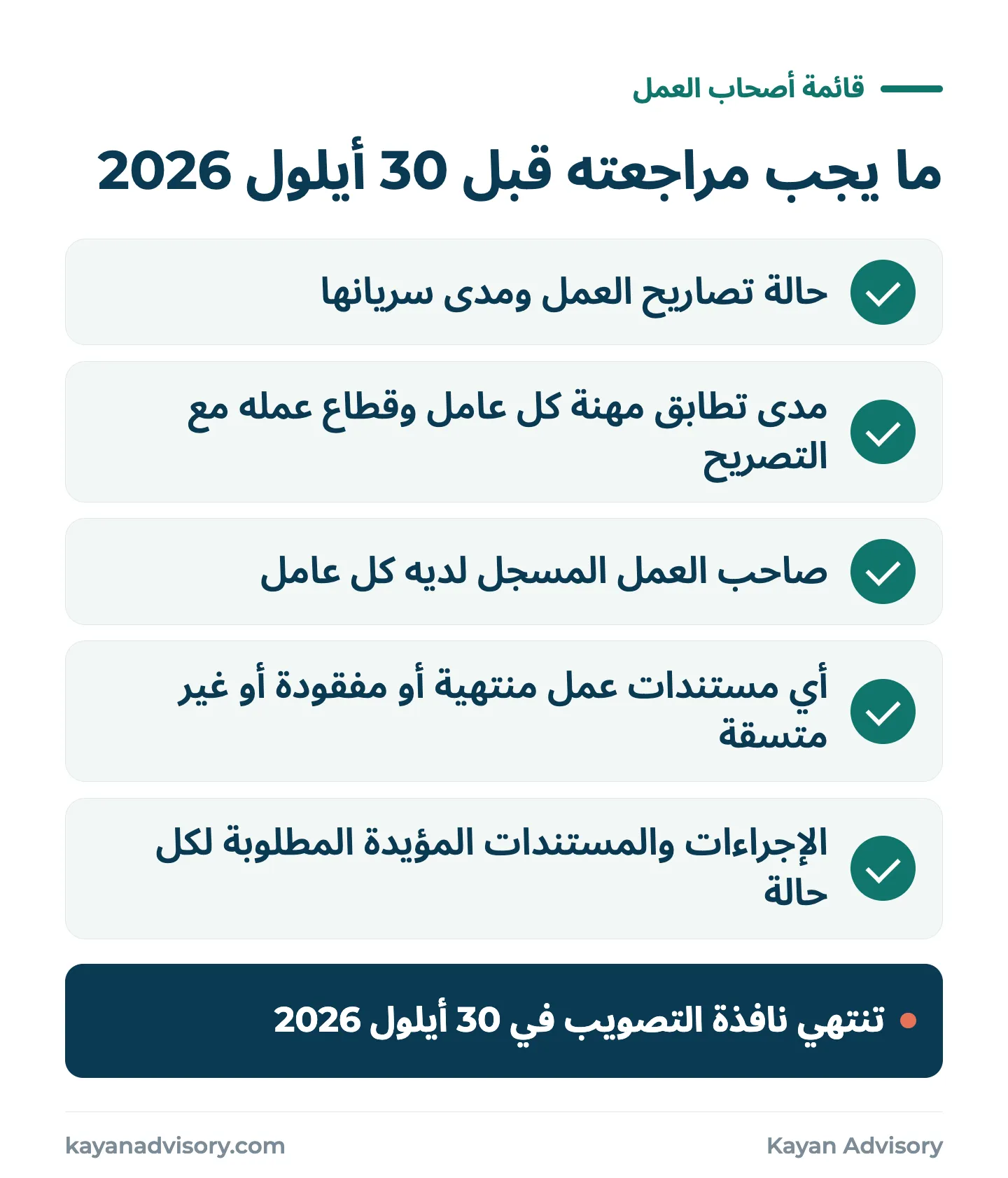 ما يجب مراجعته قبل 30 أيلول 2026